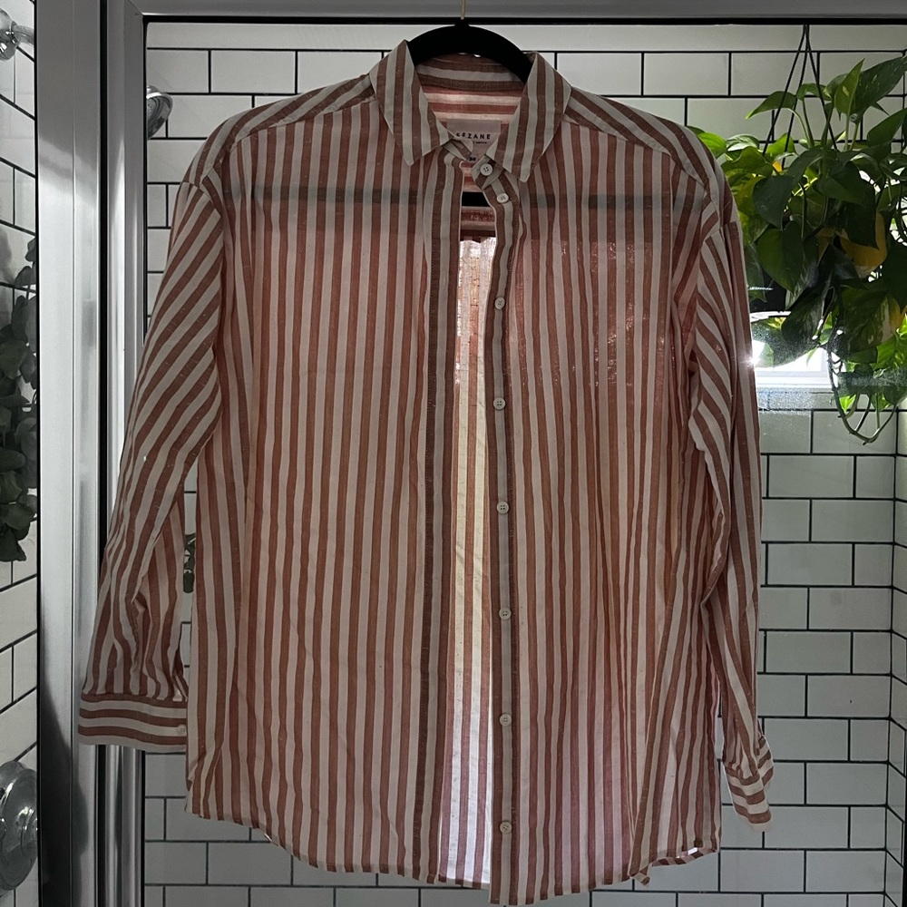 Sezane size 34 100%cotton striped button up